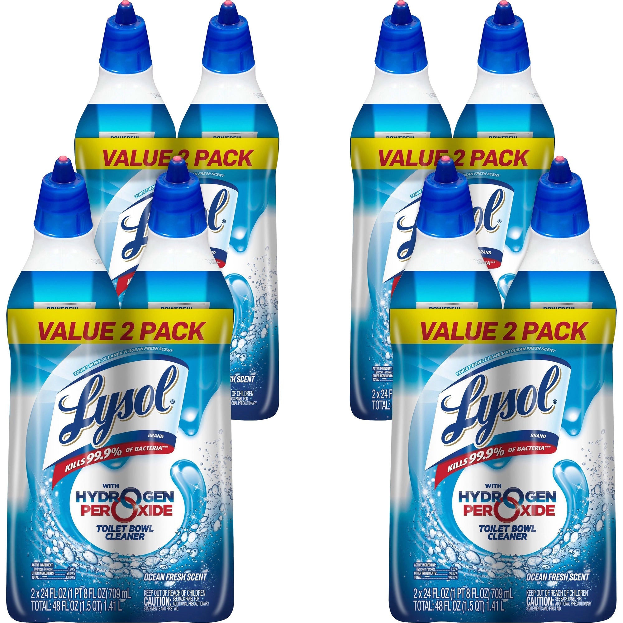 Lysol Hydrogen Peroxide Toilet Cleaner - 24 fl oz (0.8 quart) - Ocean Fresh Scent - 8 / Carton - Residue-free, Bleach-free, Disinfectant, Deodorize, Antibacterial - Blue