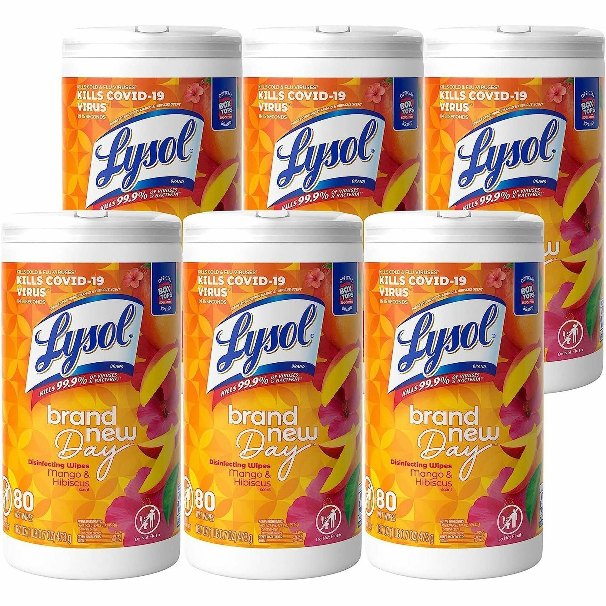 lysol-brand-new-day-disinfecting-wipes-mango-scent-80-canister-6-carton-disinfectant-pre-moistened-strong-white_rac97181ct - 1