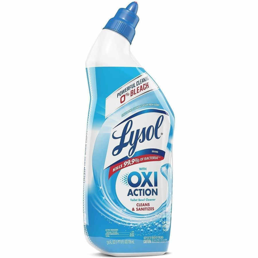 Lysol Hydrogen Peroxide Toilet Cleaner - 24 fl oz (0.8 quart) - Ocean Fresh Scent - 9 / Carton - Residue-free, Bleach-free, Antibacterial - Blue