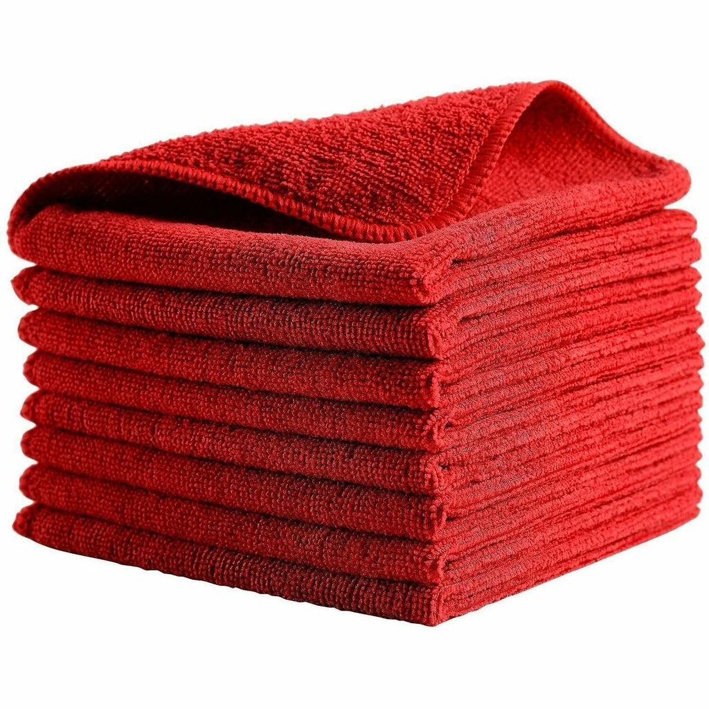 Rubbermaid Commercial Microfiber Light-Duty Cleaning Cloths - For Commercial - 16" Length x 16" Width - 24.0 / Bag - 12 / Carton - Bleach-safe, Washable, Durable, Chemical Resistant, Reusable - Red