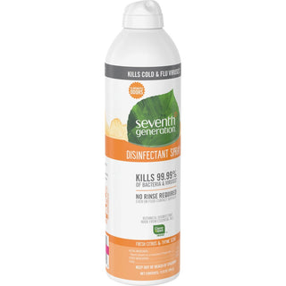 Seventh Generation Disinfectant Cleaner - For Day Care - 13.9 fl oz (0.4 quart) - Fresh Citrus & Thyme Scent - 8 / Carton - Non-flammable, Rinse-free, Antibacterial, Disinfectant - Clear