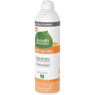 Seventh Generation Disinfectant Cleaner - For Day Care - 13.9 fl oz (0.4 quart) - Fresh Citrus & Thyme Scent - 8 / Carton - Non-flammable, Rinse-free, Antibacterial, Disinfectant - Clear