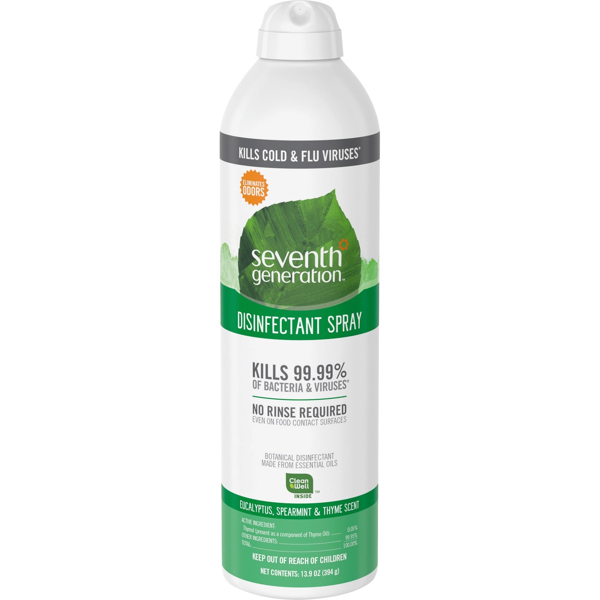 seventh-generation-disinfectant-cleaner-for-day-care-139-fl-oz-04-quart-eucalyptus-spearmint-&-thyme-scent-8-carton-non-flammable-rinse-free-antibacterial-disinfectant-clear_sev22981ct - 1