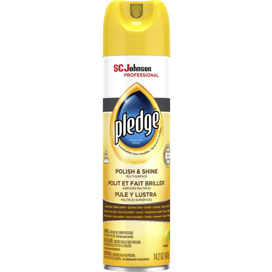 Pledge Lemon Enhancing Polish - 14.2 fl oz (0.4 quart) - Lemon Scent - 6 / Carton - White