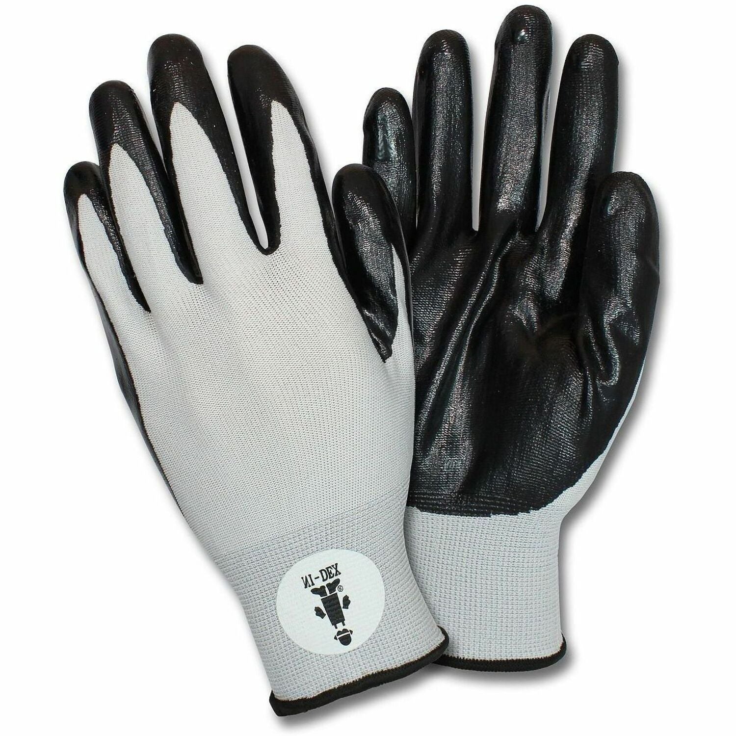 Safety Zone Nitrile Coated Knit Gloves - Nitrile Coating - Medium Size - Gray, White - Knitted, Durable, Flexible, Comfortable, Breathable - For Industrial - 1 Dozen