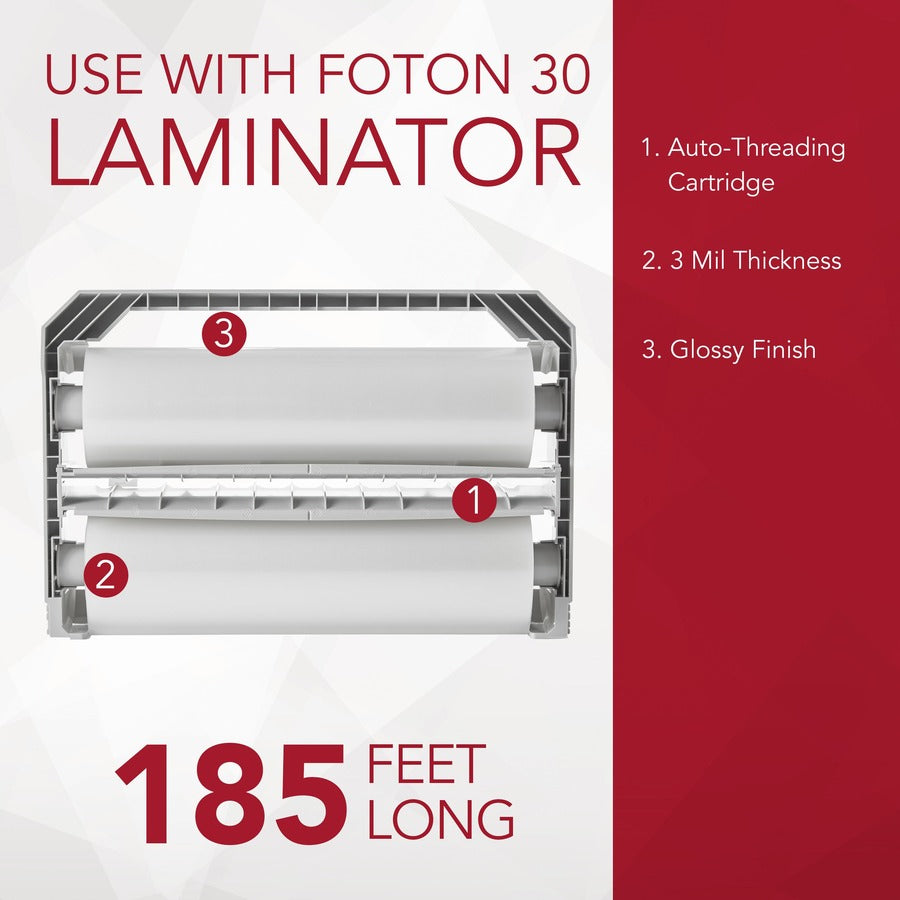gbc-foton-30-auto-threading-laminating-film-cartridge-refill-sheet-size-supported-letter-850-width-x-11-length-laminating-pouch-sheet-size-11-width-x-113-ft-length-x-5-mil-thickness-glossy-for-document-auto-threading-clear-1-each_gbcfotonc005b - 2