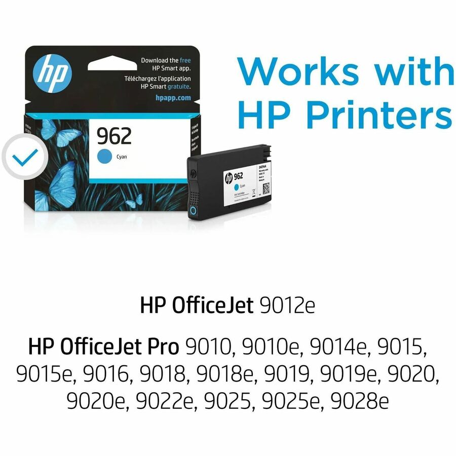 HP 962 (3HZ96AN) Original Standard Yield Inkjet Ink Cartridge - Cyan - 1 Each - 700 Pages