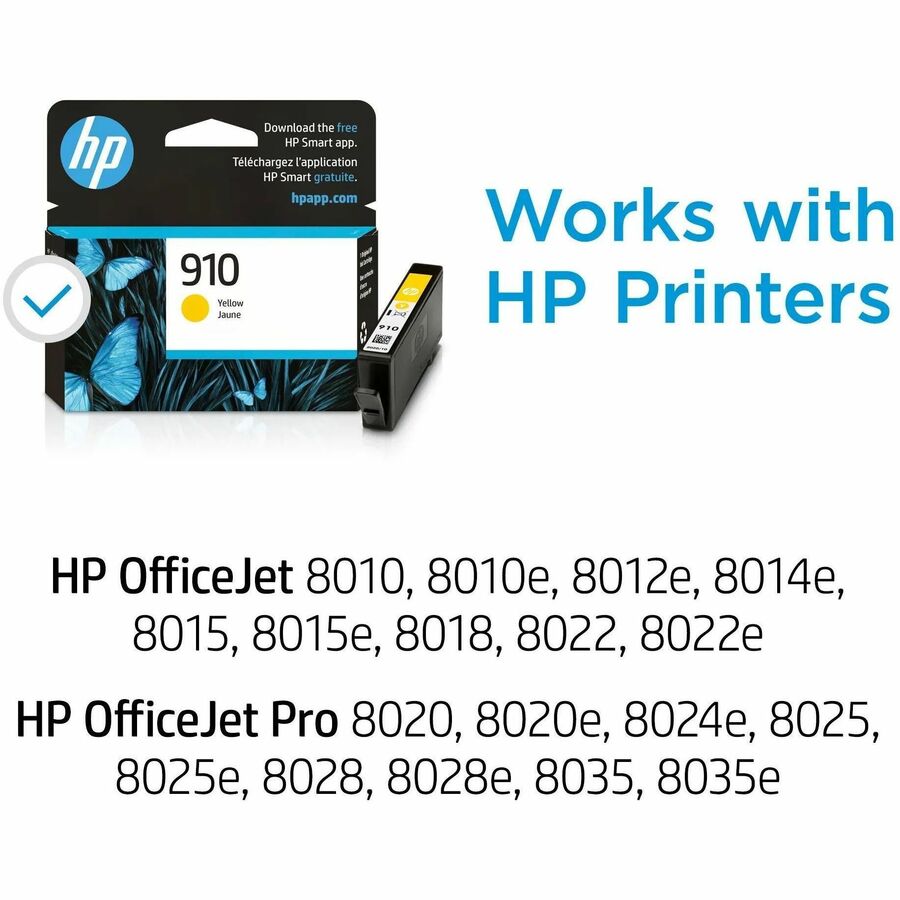 HP 910 (3YL60AN) Original Standard Yield Inkjet Ink Cartridge - Yellow - 1 Each - 315 Pages