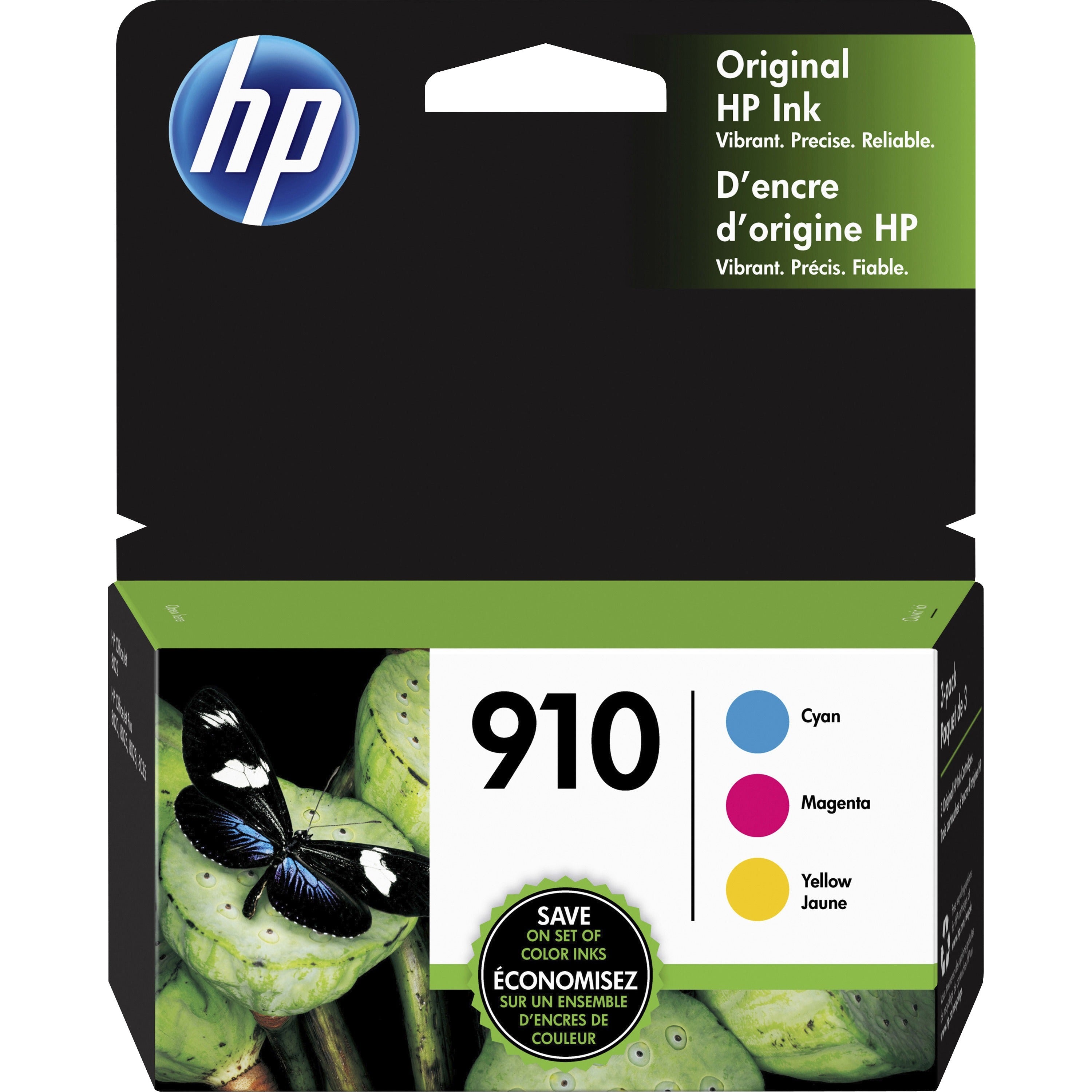 HP 910, (3YN97AN) 3-Pack Cyan/Magenta/Yellow Original Ink Cartridges - 1