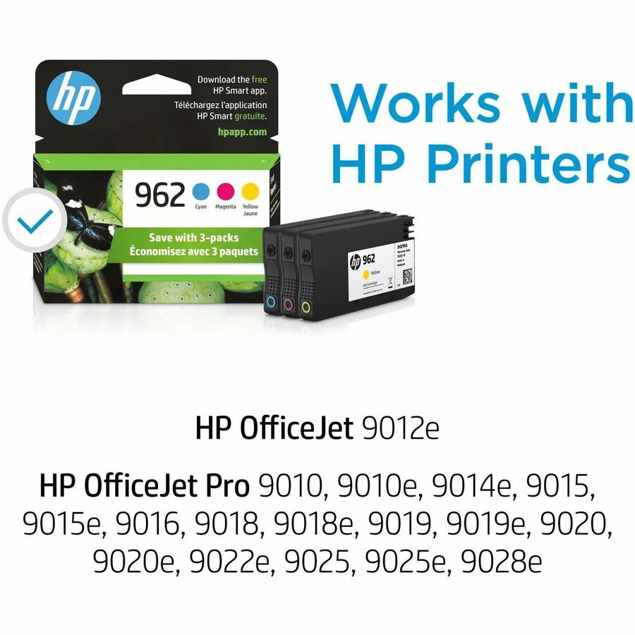 HP 962 (3YP00AN) Original Standard Yield Inkjet Ink Cartridge - Cyan, Magenta, Yellow - 1 Each - 700 Pages Magenta, 700 Pages Cyan, 700 Pages Yellow