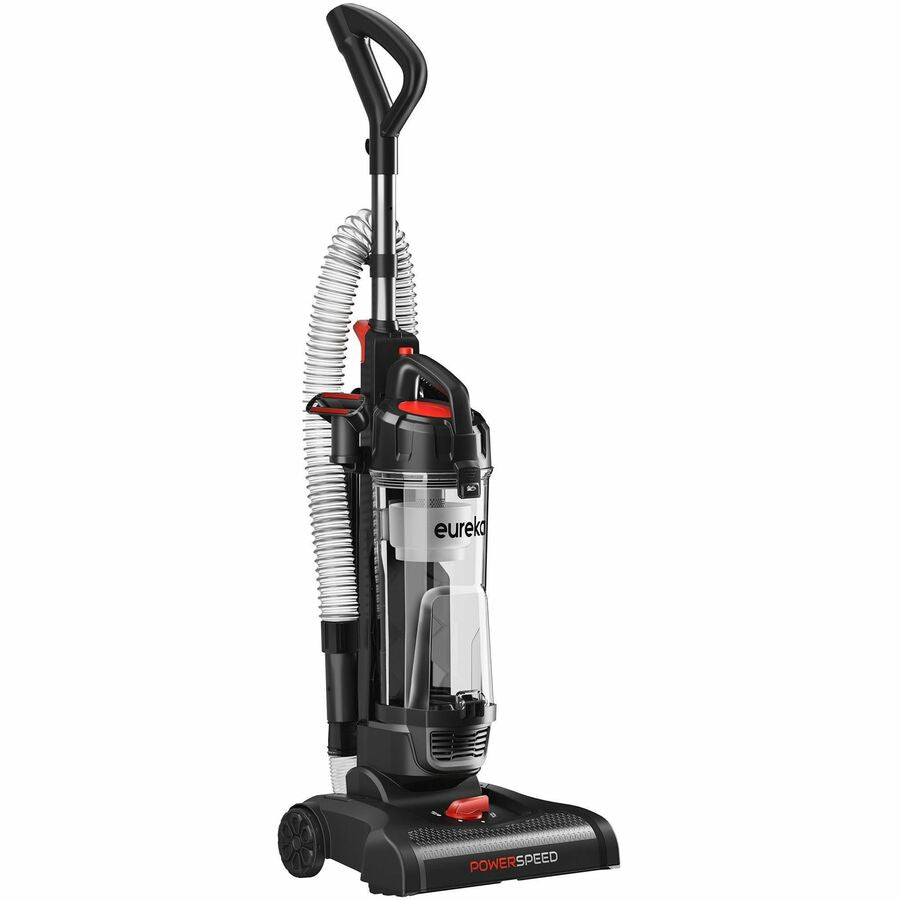 Eureka PowerSpeed Upright Vacuum Cleaner - Bagless - Crevice Tool, Brush Tool, Upholstery Tool, Extension Hose - 12.60" Cleaning Width - Carpet, Hardwood - 25 ft Cable Length - 84" Hose Length - Foam - Black, Silver