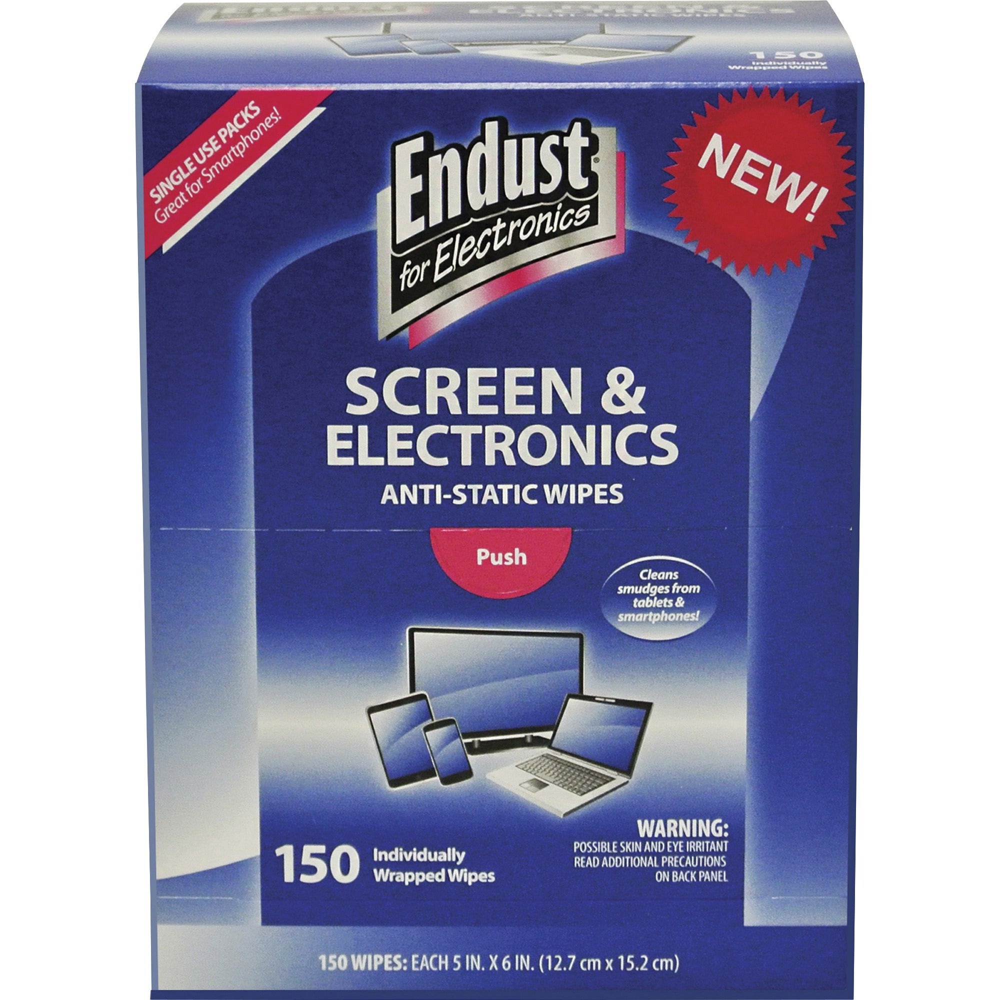 endust-screen-electronics-clean-wipes-for-smartphone-handheld-device-notebook-lcd-gps-navigation-system-display-screen-anti-static-alcohol-free-ammonia-free-soft-non-abrasive-150-pack-blue_nrz14316 - 2