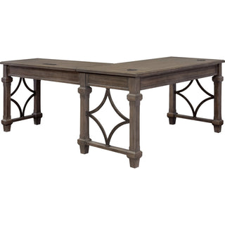 Martin Carson Open L Desk with Open Right Return, Power with AC and USB - Finish: Weathered Dove