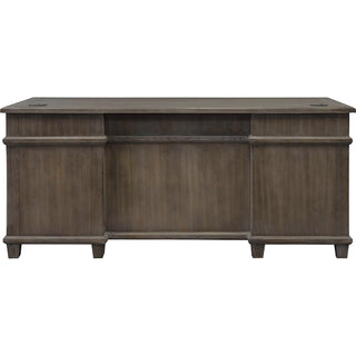Martin Carson Double Pedestal Desk - 7-Drawer - 7 x Storage, Utility, File Drawer(s) - Double Pedestal - Material: Veneer, Solid Lumber - Finish: Weathered Dove