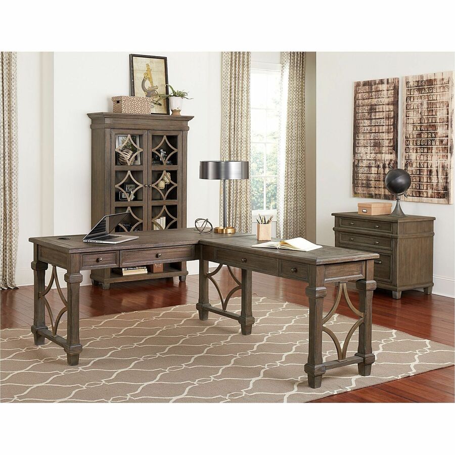 Martin Carson Lateral File - 2-Drawer - 2 x File Drawer(s) - Material: Veneer, Solid Lumber - Finish: Weathered Dove
