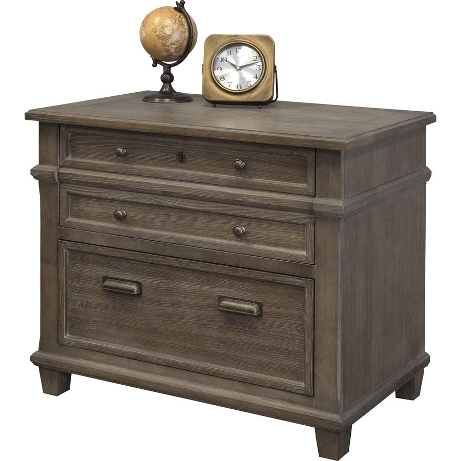 Martin Carson Lateral File - 2-Drawer - 2 x File Drawer(s) - Material: Veneer, Solid Lumber - Finish: Weathered Dove
