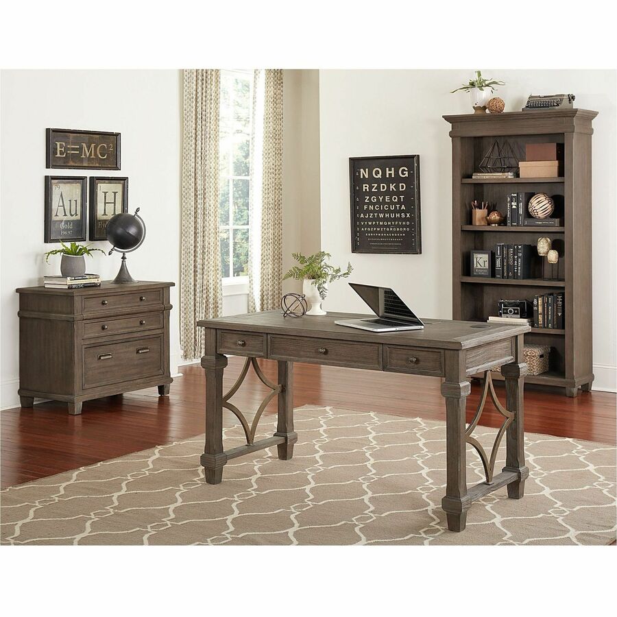 Martin Carson Glass Display Case - 2 Door(s) - 3 Shelve(s) - 2 Adjustable Shelf(ves) - Material: Solid Lumber, Veneer - Finish: Weathered Dove
