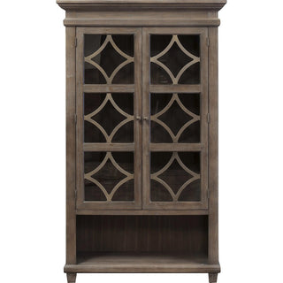 Martin Carson Glass Display Case - 2 Door(s) - 3 Shelve(s) - 2 Adjustable Shelf(ves) - Material: Solid Lumber, Veneer - Finish: Weathered Dove