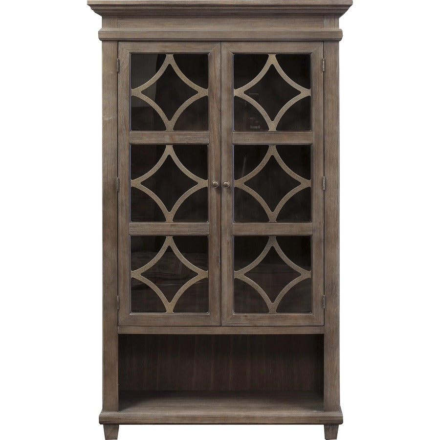 Martin Carson Glass Display Case - 2 Door(s) - 3 Shelve(s) - 2 Adjustable Shelf(ves) - Material: Solid Lumber, Veneer - Finish: Weathered Dove