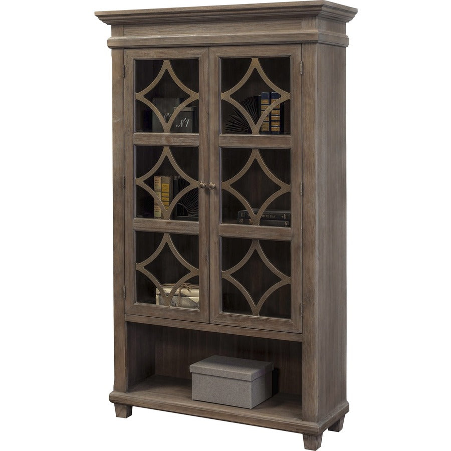 Martin Carson Glass Display Case - 2 Door(s) - 3 Shelve(s) - 2 Adjustable Shelf(ves) - Material: Solid Lumber, Veneer - Finish: Weathered Dove