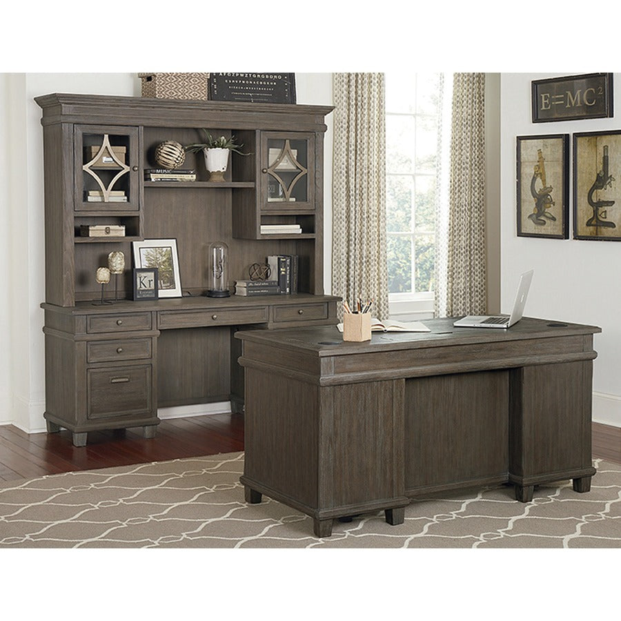 Martin Carson Credenza - 6-Drawer - 6 x Keyboard, Storage, File, Utility Drawer(s) - Material: Solid Lumber, Veneer - Finish: Weathered Dove