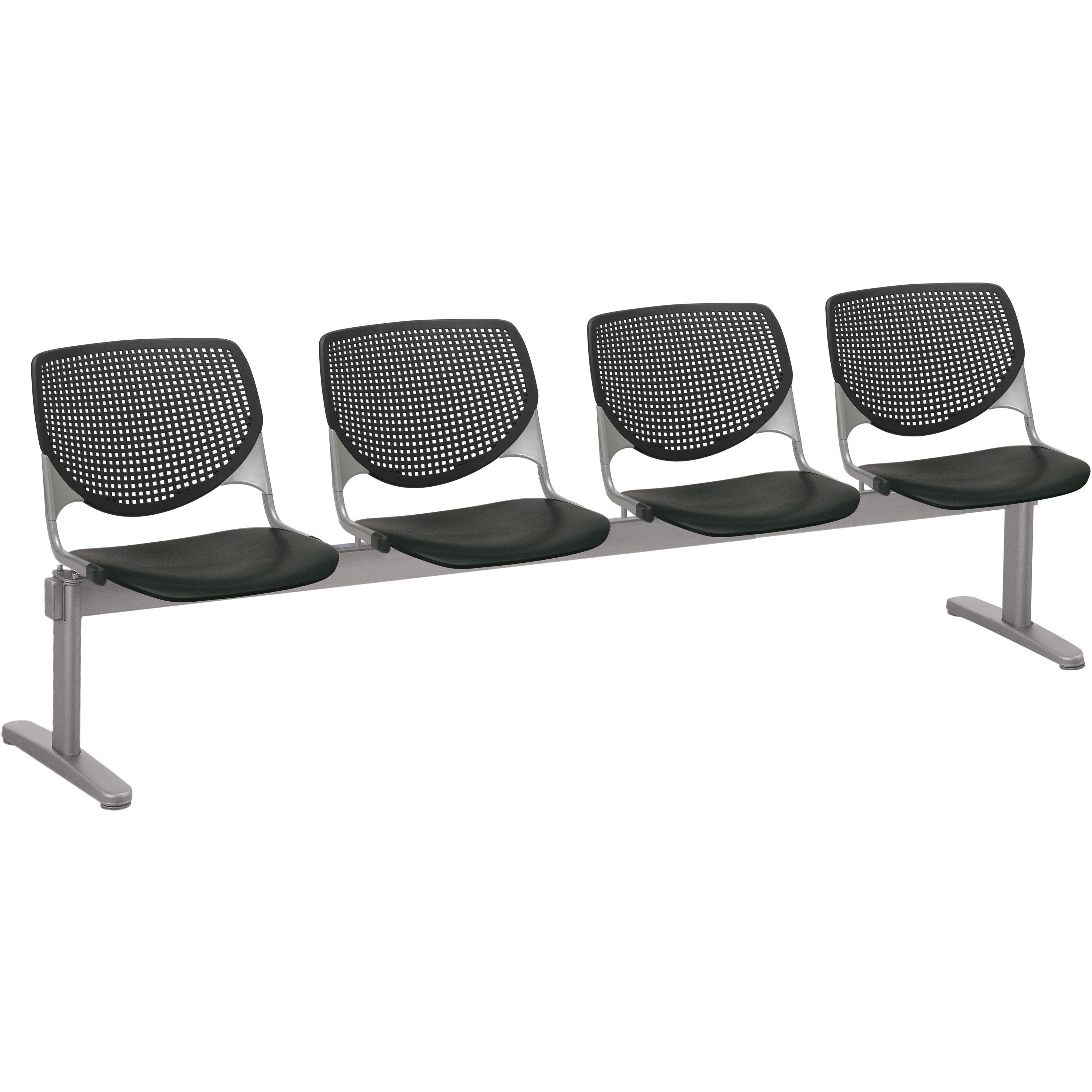 kfi-kool-4-seat-beam-chair-black-polypropylene-seat-black-polypropylene-aluminum-alloy-back-powder-coated-silver-tubular-steel-frame-1-each_kfi2300beam4p10 - 1
