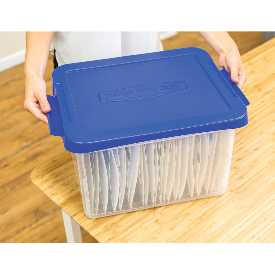 Heavy Duty Plastic File Storage, Letter/Legal Files, 14" x 17.38" x 10.5", Clear/Blue, 2/Pack