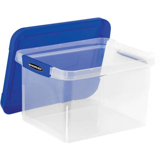 Heavy Duty Plastic File Storage, Letter/Legal Files, 14" x 17.38" x 10.5", Clear/Blue, 2/Pack