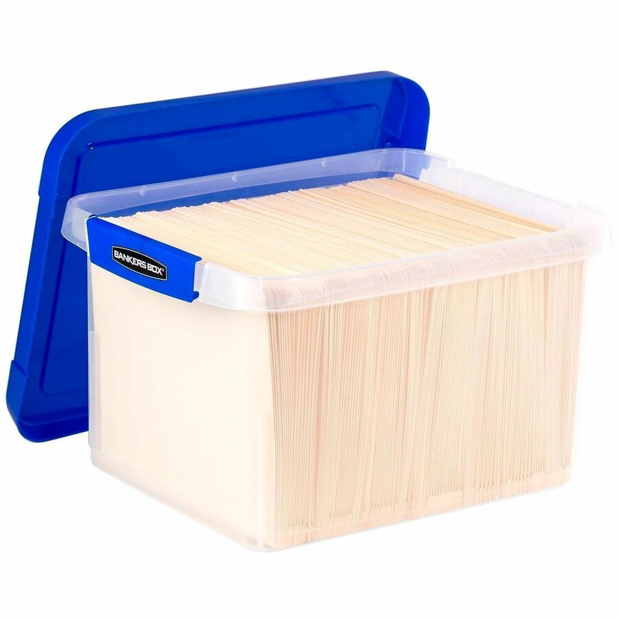 Heavy Duty Plastic File Storage, Letter/Legal Files, 14" x 17.38" x 10.5", Clear/Blue, 2/Pack