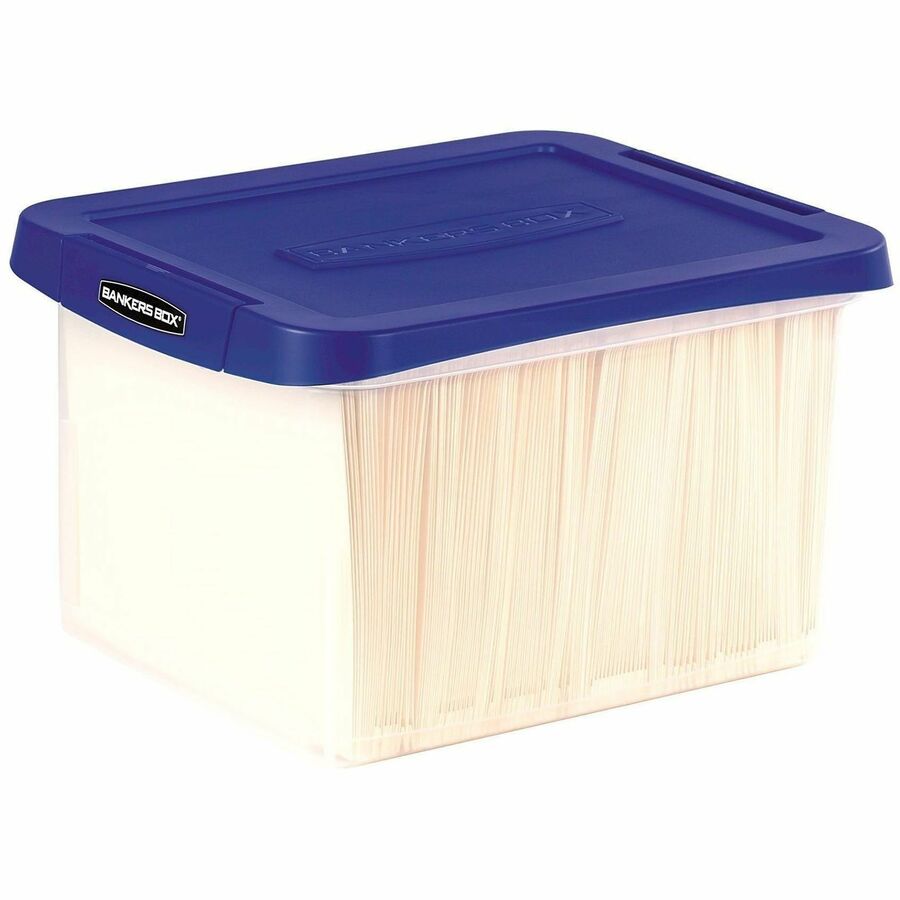 Heavy Duty Plastic File Storage, Letter/Legal Files, 14" x 17.38" x 10.5", Clear/Blue, 2/Pack