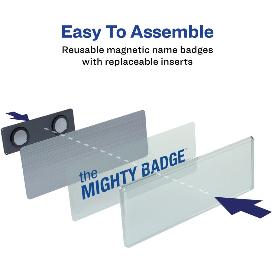 The Mighty Badge Professional Reusable Name Badge System Replacement Pack - Silver