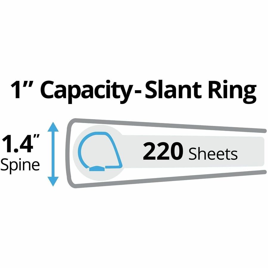 Durable View Binder with DuraHinge and Slant Rings, 3 Rings, 1" Capacity, 11 x 8.5, White, 4/Pack