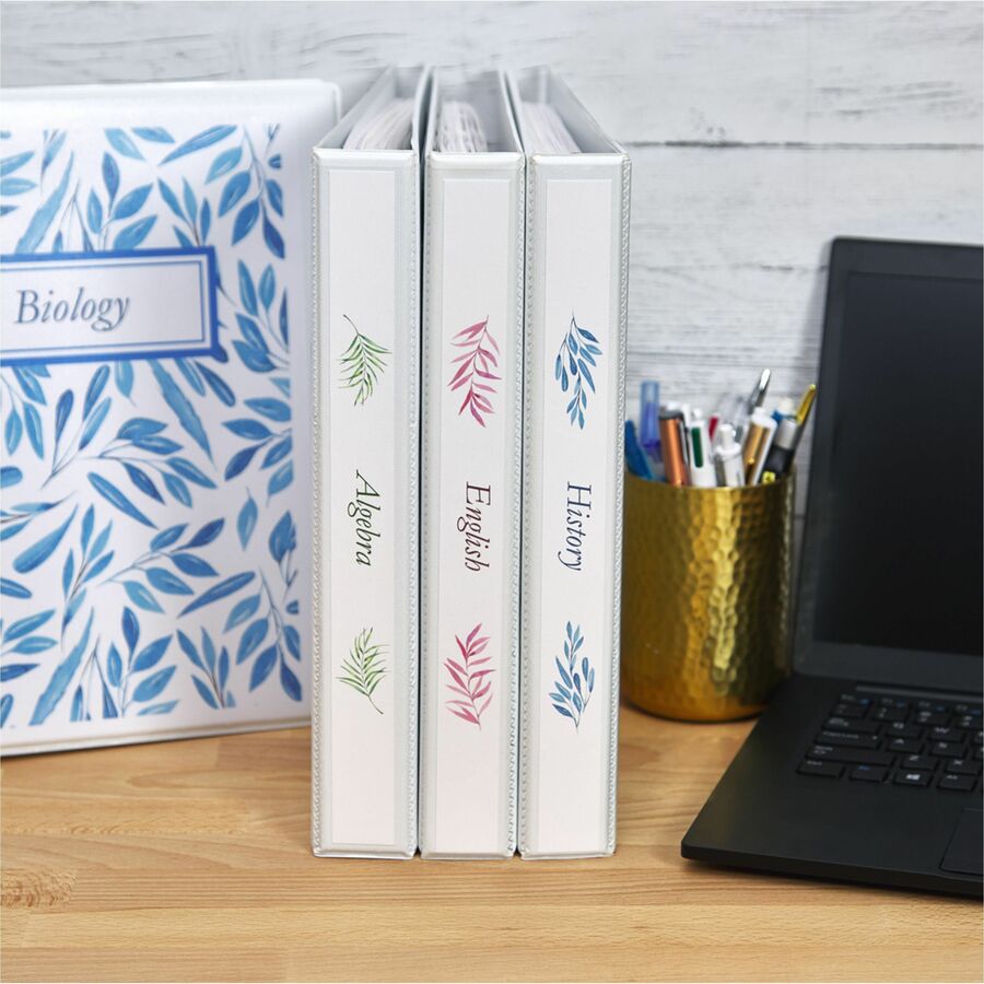Durable View Binder with DuraHinge and Slant Rings, 3 Rings, 1.5" Capacity, 11 x 8.5, White, 4/Pack