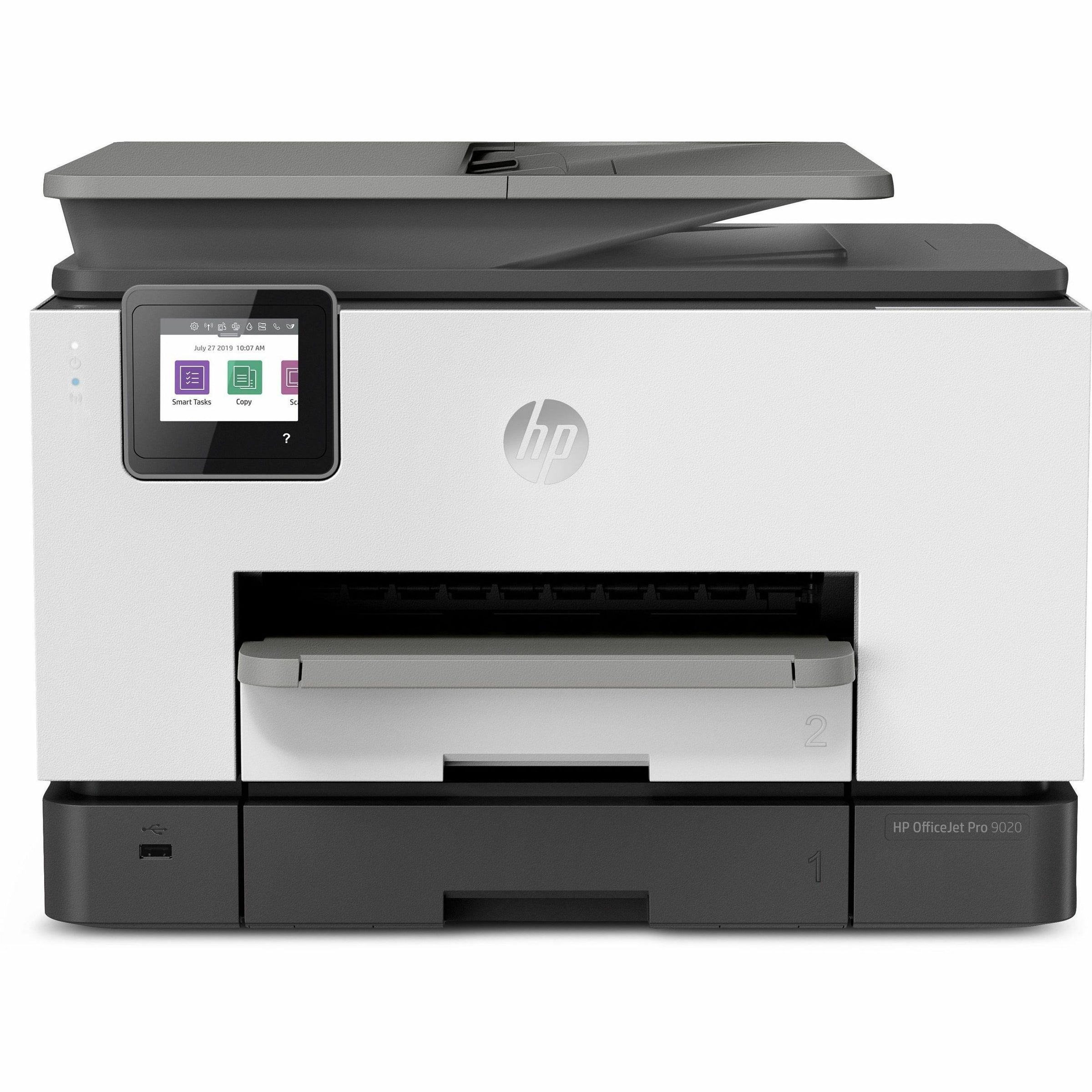 HP Officejet Pro 9020 Wireless Inkjet Multifunction Printer - Color - Copier/Fax/Printer/Scanner - 39 ppm Mono/39 ppm Color Print - 4800 x 1200 dpi Print - Automatic Duplex Print - Up to 30000 Pages Monthly - 500 sheets Input - Color Scanner - 1200 d - 3