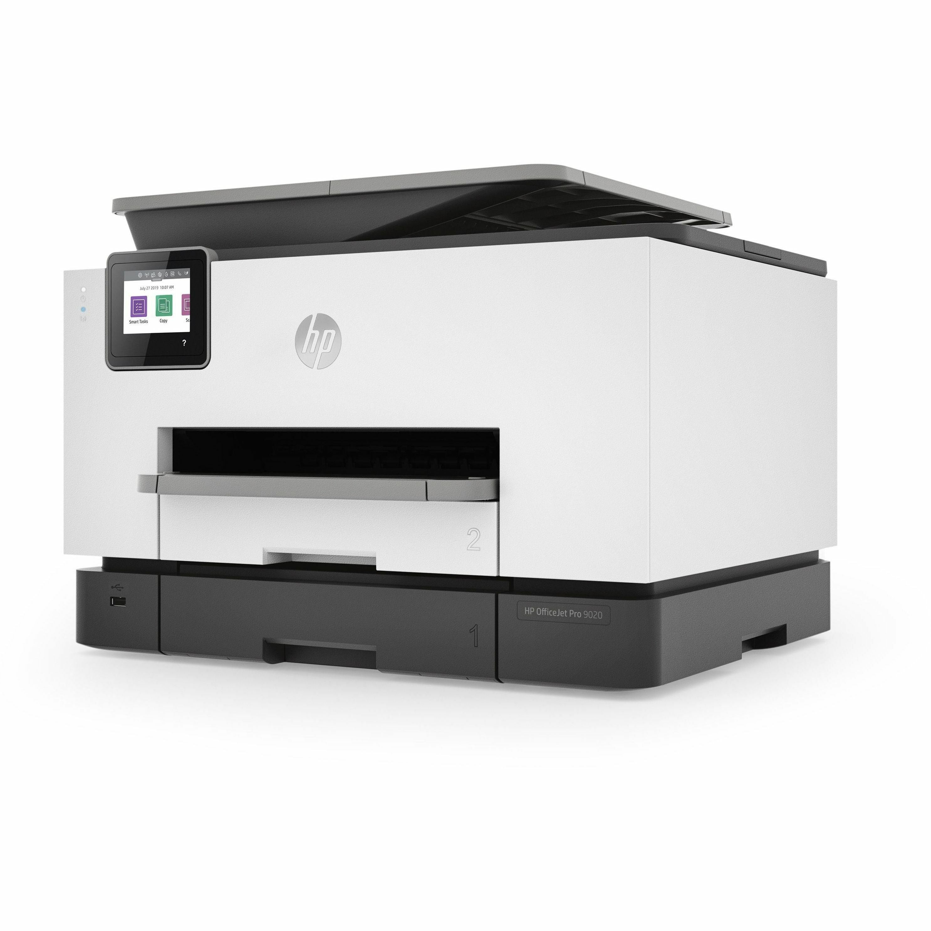 HP Officejet Pro 9020 Wireless Inkjet Multifunction Printer - Color - Copier/Fax/Printer/Scanner - 39 ppm Mono/39 ppm Color Print - 4800 x 1200 dpi Print - Automatic Duplex Print - Up to 30000 Pages Monthly - 500 sheets Input - Color Scanner - 1200 d - 4