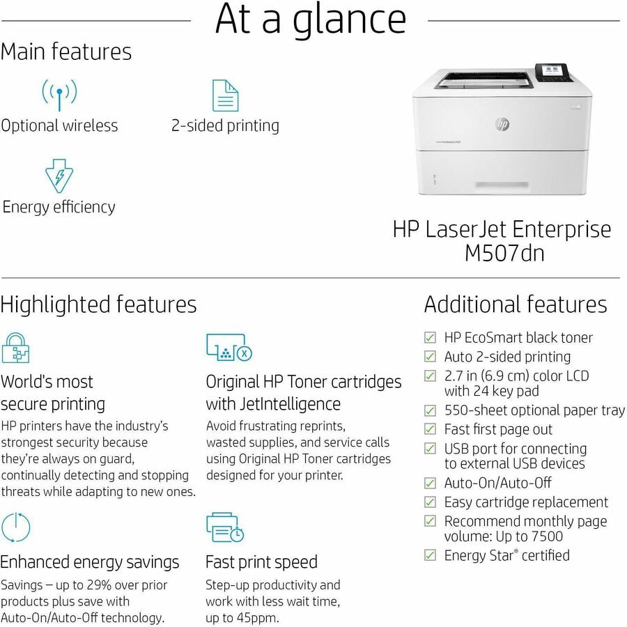 LaserJet Enterprise M507dn Laser Printer