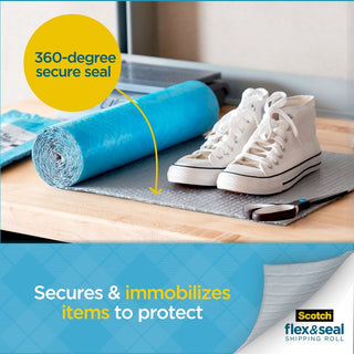 Scotch Flex & Seal Shipping Roll - 15" Width x 10 ft Length - Durable, Water Resistant, Tear Resistant, Cushioned, Recyclable - Blue - 1Each