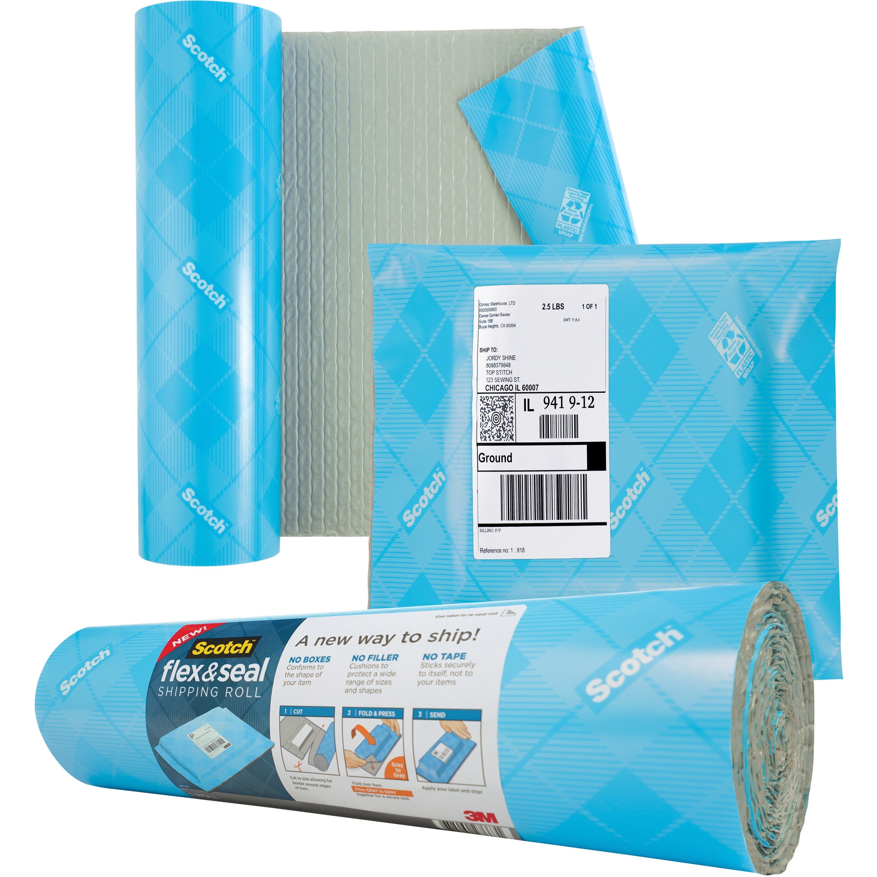 scotch-flex-&-seal-shipping-roll-15-width-x-10-ft-length-durable-water-resistant-tear-resistant-cushioned-recyclable-blue-1each_mmmfs1510 - 1