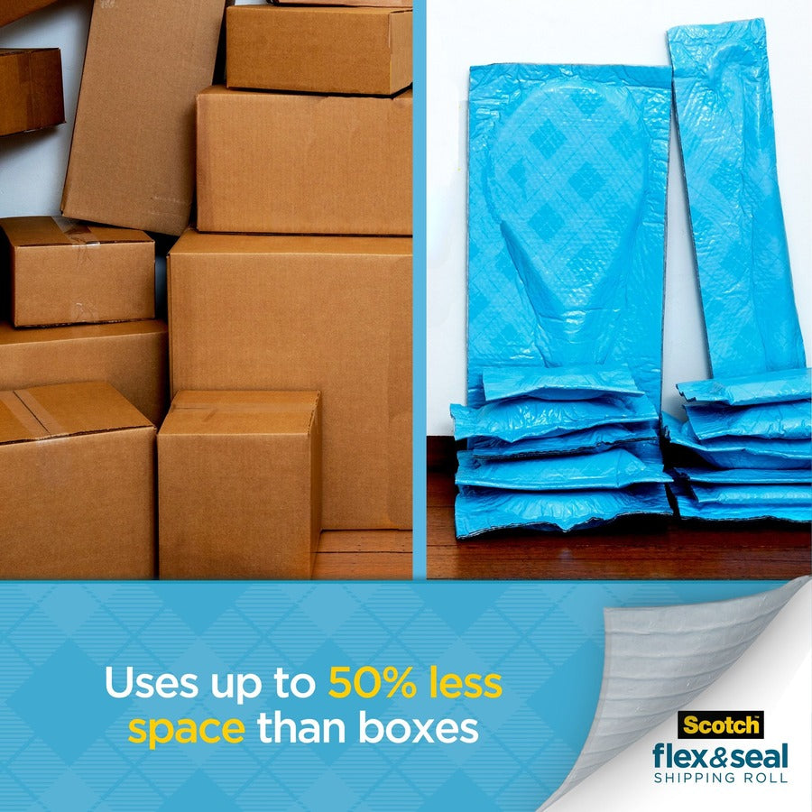 Scotch Flex & Seal Shipping Roll - 15" Width x 10 ft Length - Durable, Water Resistant, Tear Resistant, Cushioned, Recyclable - Blue - 1Each