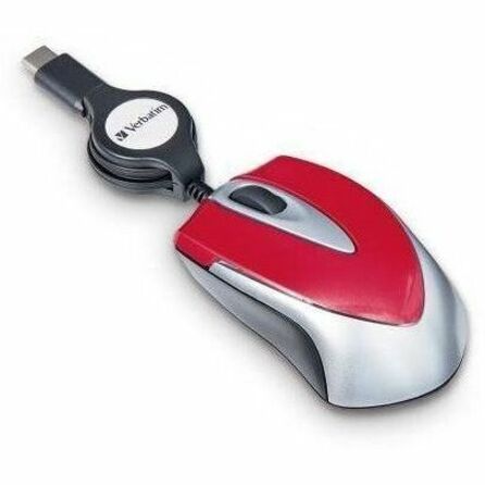 Verbatim USB-C Mini Optical Travel Mouse-Red - Optical - Cable - Red - 1 Pack - USB Type C - 3 Button(s)