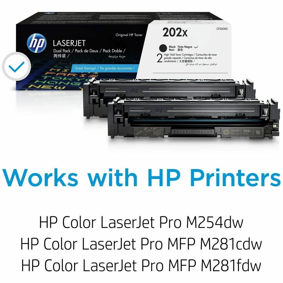 HP 202X (CF500XD) Original High Yield Laser Toner Cartridge - Multi-pack - Black - 1 Each - 3200 Pages Black