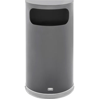 Rubbermaid Commercial 9-gallon Half Round Indoor Decorative Waste Container - 9 gal Capacity - Half-round - Fire-Safe, Recyclable - 32.5" Height x 17.6" Width x 8.8" Depth - Steel, Vinyl, Metal - Chrome - 1 Each