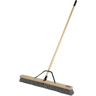 Push Brooms, 36 x 62, PP Bristles, Rough Floor Surfaces, Wood Handle, Natural