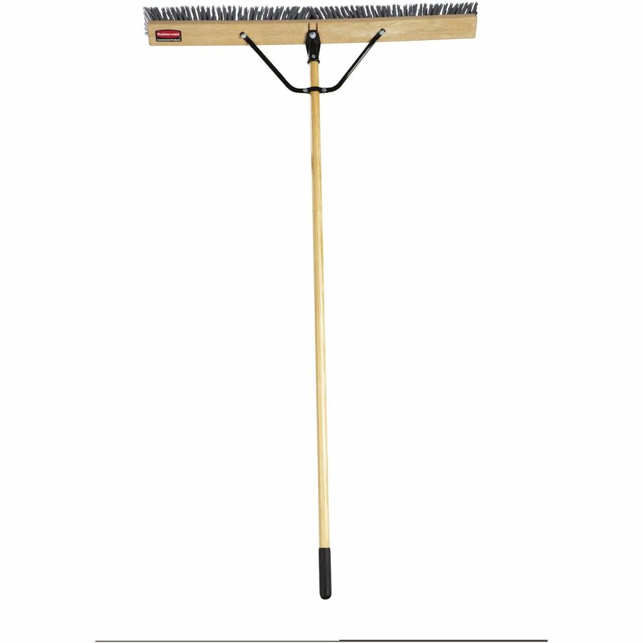 Push Brooms, 36 x 62, PP Bristles, Rough Floor Surfaces, Wood Handle, Natural