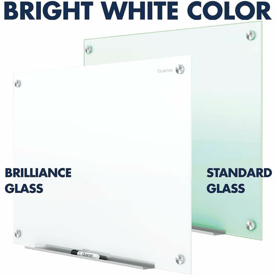 Quartet Magnetic Glass Dry-Erase Board - 36" (3 ft) Width x 24" (2 ft) Height - Brilliance White Tempered Glass Surface - Rectangle - Horizontal/Vertical - Magnetic - 1 Each