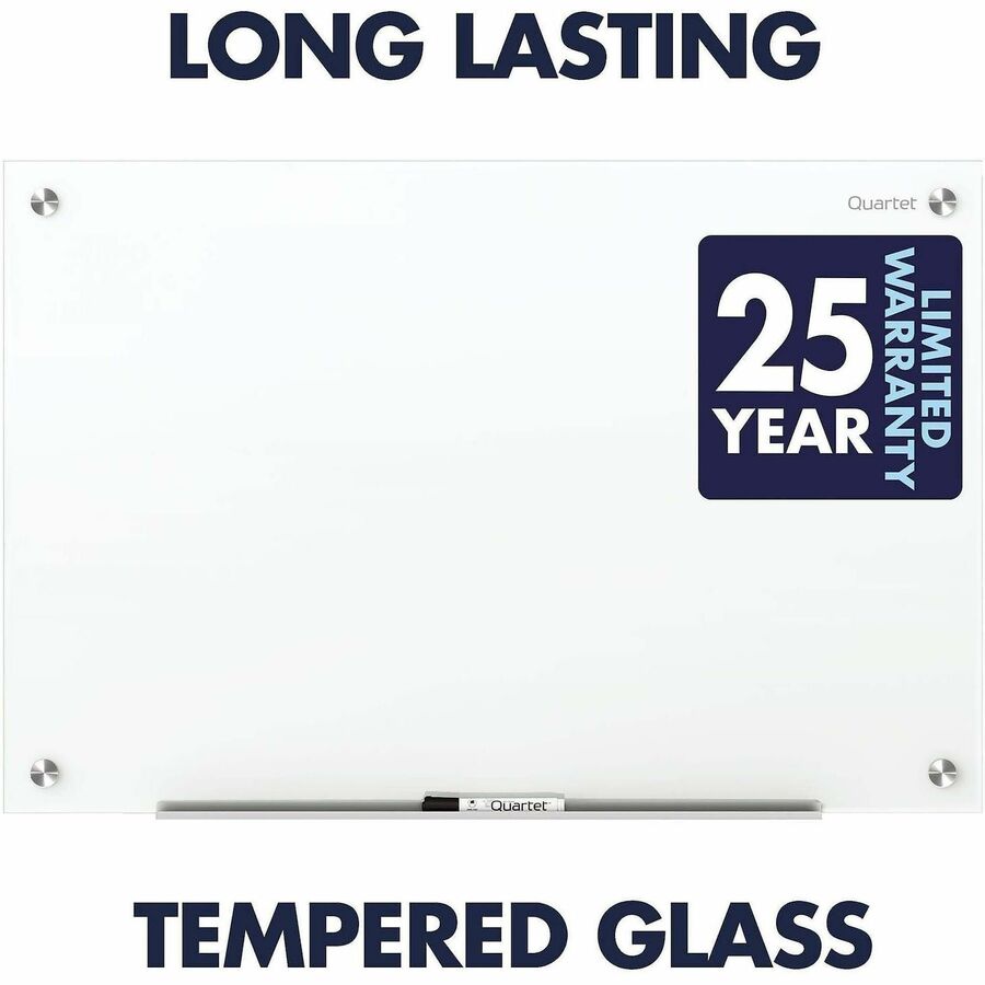 Quartet Magnetic Glass Dry-Erase Board - 36" (3 ft) Width x 24" (2 ft) Height - Brilliance White Tempered Glass Surface - Rectangle - Horizontal/Vertical - Magnetic - 1 Each