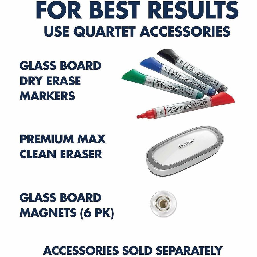 Quartet Magnetic Glass Dry-Erase Board - 36" (3 ft) Width x 24" (2 ft) Height - Brilliance White Tempered Glass Surface - Rectangle - Horizontal/Vertical - Magnetic - 1 Each