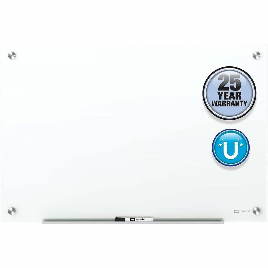 Quartet Magnetic Glass Dry-Erase Board - 36" (3 ft) Width x 24" (2 ft) Height - Brilliance White Tempered Glass Surface - Rectangle - Horizontal/Vertical - Magnetic - 1 Each