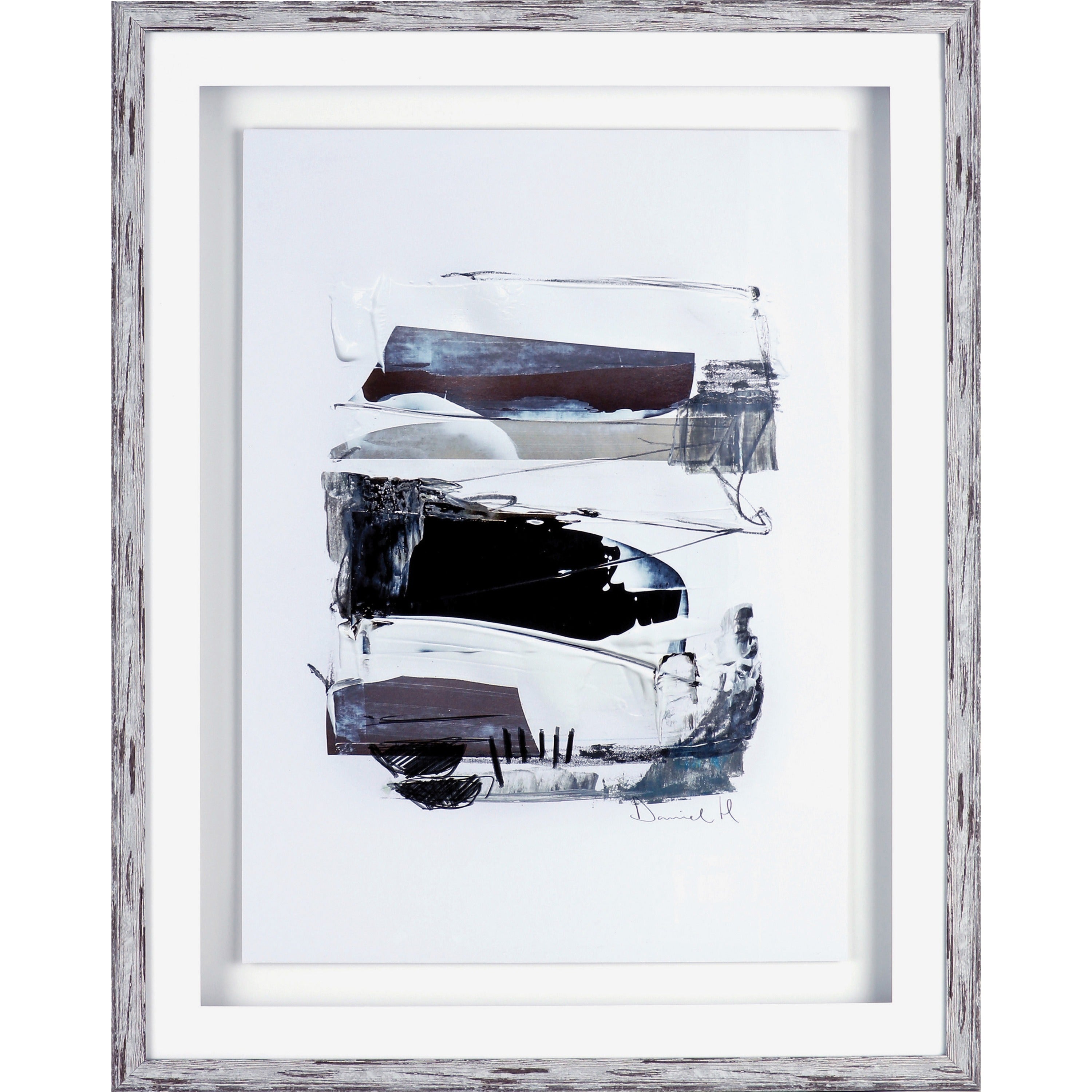 Lorell Abstract II Framed Artwork - 27.50" x 35.50" Frame Size - 1 Each - Black, White