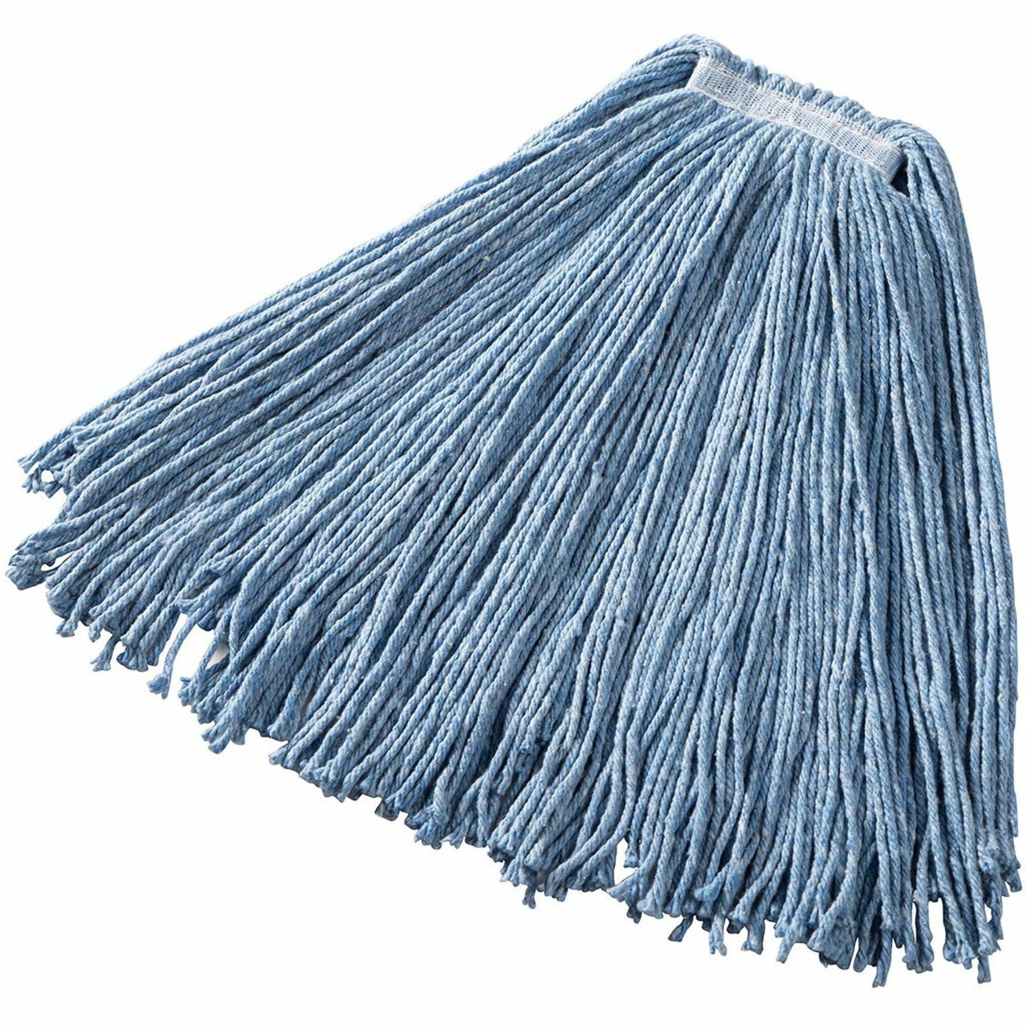 Rubbermaid Commercial 1" Headband Dura Pro Wet Mop - Cotton Head - 4-ply, Cut Ends, Absorbent, Durable - 12 / Carton - Blue